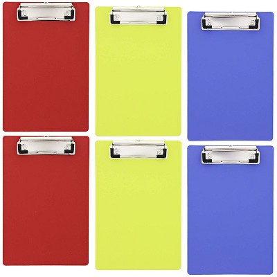 Juvale 6 Pack Heavy Duty Plastic Clipboards Memo Holder with Low Profile Clip and Hook Small Hardboard in 6"x9" Mimi Colorful Clipboard Sturdy Durable