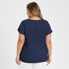 Women's Plus Size Hollow Boat Neck Raglan Sleeve Pointelle Knit Loose Casual Blouses - GRACE & GRANDEUR - 3 of 4
