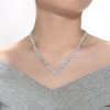 Guili Sterling Silver Rhodium Plated Round Cubic Zirconia Cluster Arrowhead Necklace, a bold, elegant, and eye-catching jewelry piece. - 3 of 3