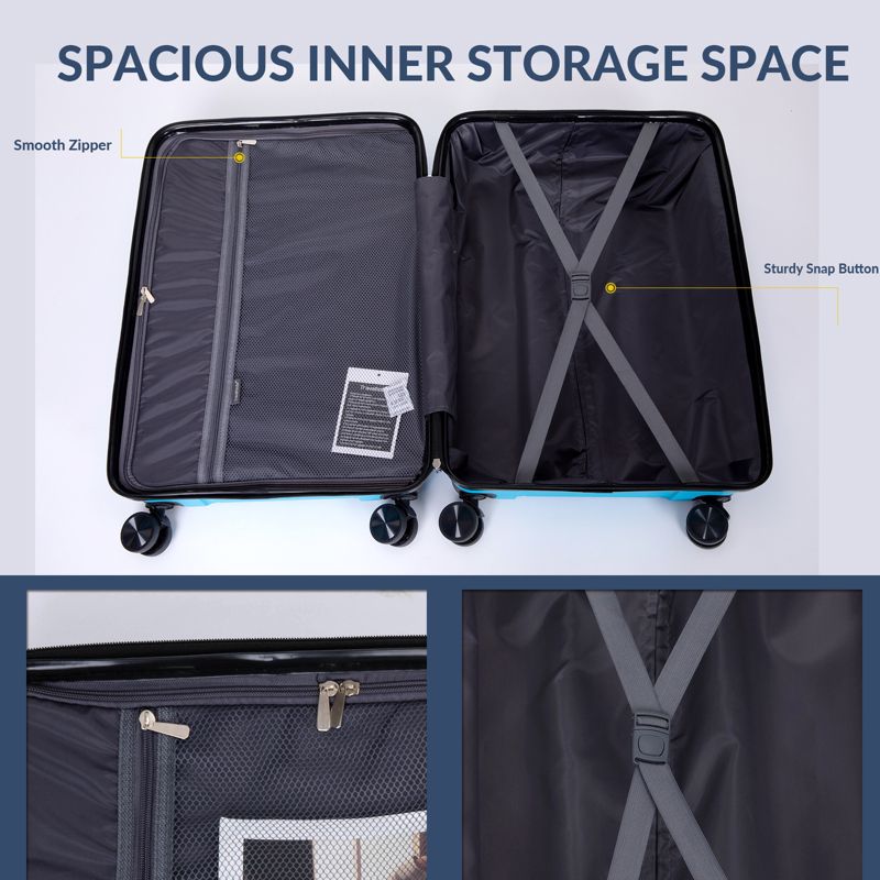 3 PCS Hardshell Luggage Set, ABS Lightweight Spinner Suitcase with TSA Lock (20/24/28)-ModernLuxe, 5 of 15