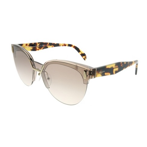 Prada Hide PR04US VIQ4O0 Womens Cat Eye Sunglasses Transparent Brown 43mm