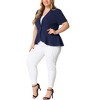 Agnes Orinda Women's Plus Size Casual Ruffle Short Sleeve Button Blazers - 2 of 4