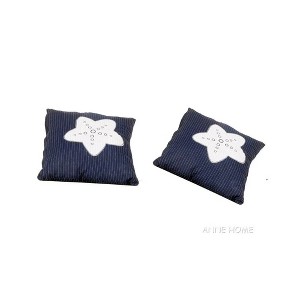 Old Modern Handicrafts Anne Home Set of 2 Blue Star Throw Pillows – 16.5" Cotton Covers with Zippers - 1 of 4