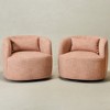 KINWELL Textured Linen Blend Weave Upholstered Swivel Barrel Accent Chair, Set of 2 - 3 of 4