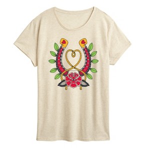 Women's - Country Casuals - Goth Western Horseshoe Short Sleeve Graphic T-Shirt - 1 of 4