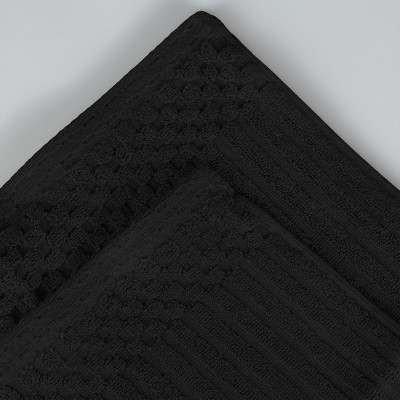 Black Heavyweight Cotton Plush Bath Towel Set, 2 Pieces