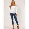 INSPIRE CHIC Women's Velvet Slim Fit Long Sleeve Off-Shoulder Blouse - 4 of 4