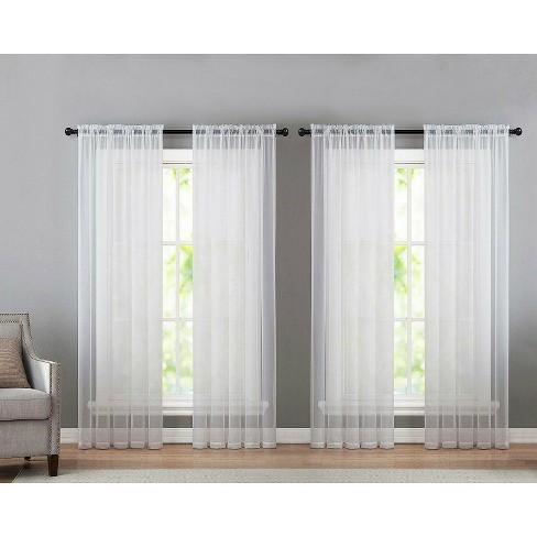 Kate Aurora 4 Piece Basic Home Rod Pocket Sheer Voile Window Curtain Panels - image 1 of 1