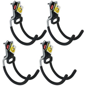 Rubbermaid Fast Track Wall Mounted Multi-Purpose Garage Utility Hooks for Tools, Sports Equipment, and Gardening Supplies, Satin Nickel (4 Pack) - 1 of 4