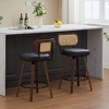 Lyngins 26” Mid-Century Modern Swivel Counter Height Bar Stools Set of 2 – Walnut Bentwood Frame, Faux Leather Upholstered Counter Stools - 4 of 4