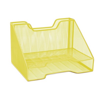 Mind Reader 3 Section Mesh Desk File Organizer Yellow