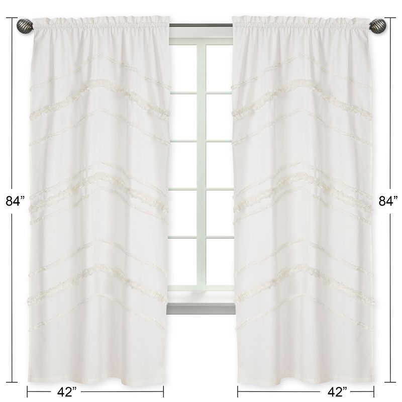 Sweet Jojo Designs Window Curtain Panels 84in. Boho Fringe Ivory, 4 of 6