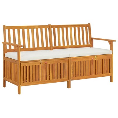 vidaXL Storage Bench with Cushion 58.3 inches  Solid Wood Acacia