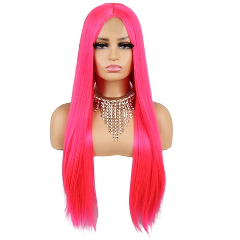 Pink Long Front Simple Sleek Hair