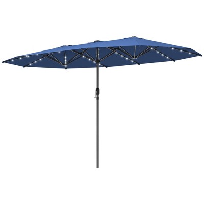 Garden Parasol, Double-Sided Sun Umbrella with LED Solar Lights, Patio Parasol for Outdoor