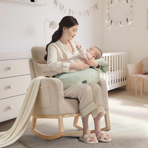 Rocking Chair, Upholstered Glider Chair with Side Pocket, Nursery Chair with High Backrest and Rubber Wood Legs for Living Room, Bedroom, Nursing Room - 1 of 4