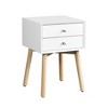 ORRD White Side Table with 2 Drawers, Rubber Wood Legs, Mid-Century Modern Storage Cabinet - 3 of 4