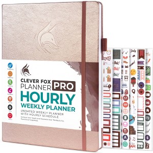 Undated PRO Schedule Planner Weekly/Monthly Rose Gold - Clever Fox: Agenda, Class Schedule, Ribbon Marker, 8.5x11 - 1 of 4