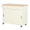 HOMCOM 43" Rolling Kitchen Island, Kitchen Storage Cart on Wheels with Sliding Doors, Cabinet, 2 Drawers, and Towel Rack, Cream White - 4 of 4