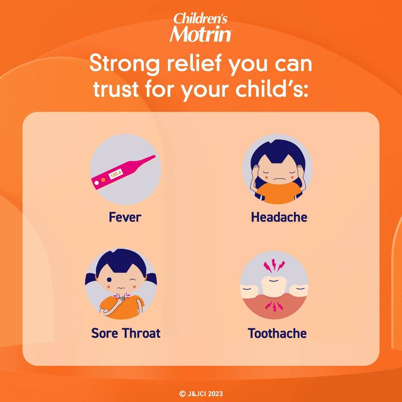 Children's Motrin Oral Suspension Dye-Free Fever Reduction & Pain Reliever - Ibuprofen (NSAID) - Berry - 4 fl oz, 4 of 9