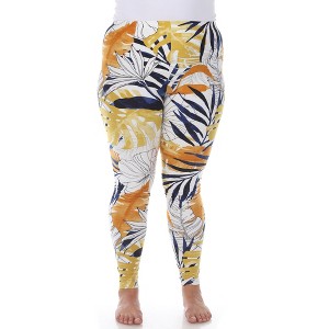 Plus Size Super Soft Tropical Printed Leggings - 1 of 4
