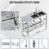 47x18x32 inch Stainless Steel Commercial Sink Kitchen Utility Sink 2 Compartment And Prep Table - 2 of 4