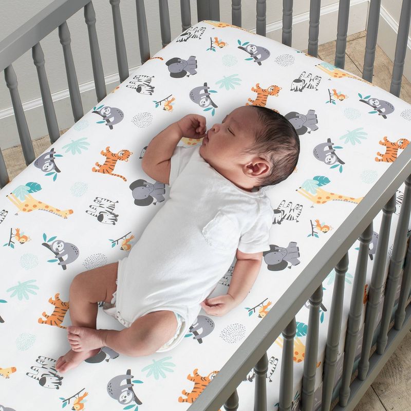 Lambs &#38; Ivy Mighty Jungle Fitted Crib Sheet, 2 of 5