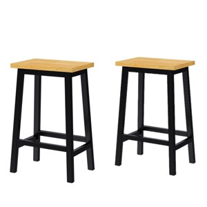 SEVOBAL Counter and Bar Stools Solid Wood Farmhouse Bar Chairs with Footrest for Kitchen and Dining Room, Black, 15.7"*10.8"*25.6" - 1 of 4