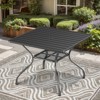 POCASSY Outdoor Dining Table, 37" Square Metal Patio Dining Table with 1.96" Umbrella Hole in Black, Round-Corner Dining Table for Outside - 2 of 4