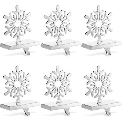 6 Christmas Stocking Holders Christmas snowflake shapes Mantel Fireplace Xmas Party and Home Decoration