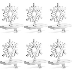 6 Christmas Stocking Holders Christmas snowflake shapes Mantel Fireplace Xmas Party and Home Decoration - 1 of 4