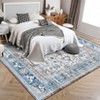 Vintage Floral Print Area Rug Washable Oriental Distressed Rugs Non Slip Stain Resisitant Soft Low Pile Traditional Carpet for Bedroom Living Room - 3 of 4