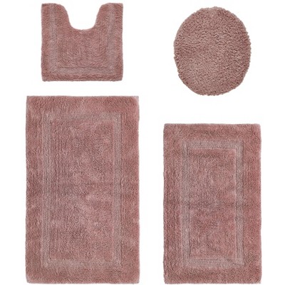 Lux Premium 100% Cotton Tufted Solid Reversible 4 Piece Bath Rug Set – Ultra-Soft, Water-Absorbent, Durable, Machine Washable Bathroom Rug