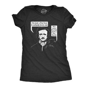 Womens Poe Boy Tshirt Funny Edgar Allan Poe Author Literature Rock Lyrics Queen Tee - Crazy Dog Women's T Shirt - 1 of 4