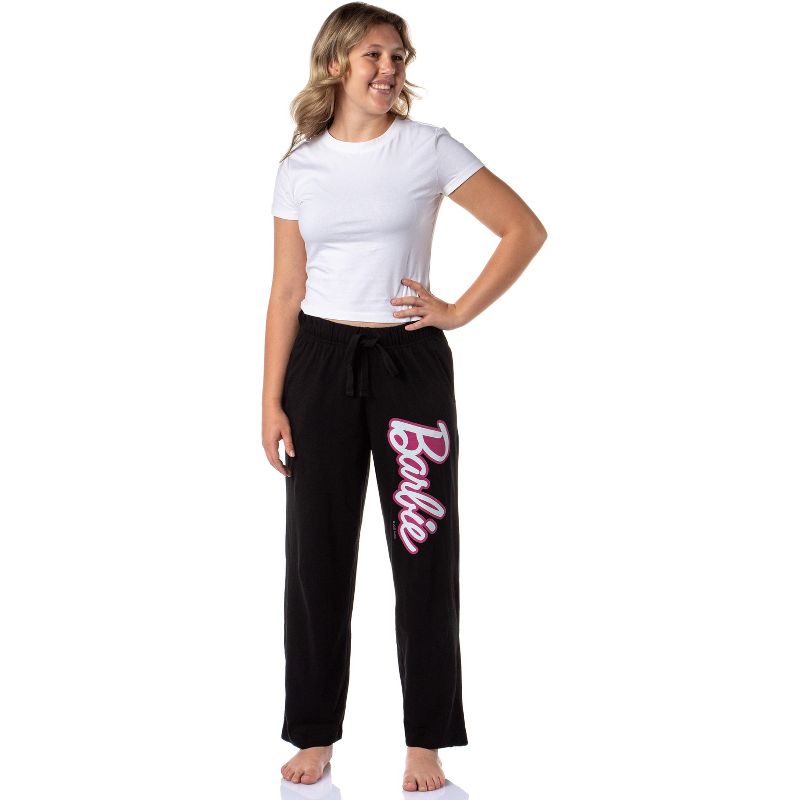 Mattel Womens' Classic Barbie Logo Icon Print Sleep Pajama Pants Black, 2 of 5