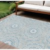 Denim Blue And Ivory Floral Medallion Washable Indoor Outdoor Area Rug - 2 of 4