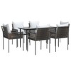 vidaXL Patio Dining Set with Cushions Poly Rattan and Steel - Brown 55.1" Table Length 6-Piece - 3 of 4