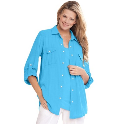 Woman Within Plus Size Cotton Gauze Bigshirt