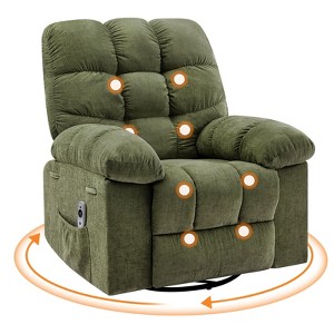 Massage Rocking Recliner Chair with Heat & 360° Swivel,Oversized Vibrating Recliner w/Side Pocket for Living Room, Bedroom - 1 of 4