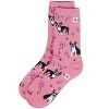 Memoi French Bulldog and Roses Bamboo Blend Crew Novelty Socks - 3 of 4