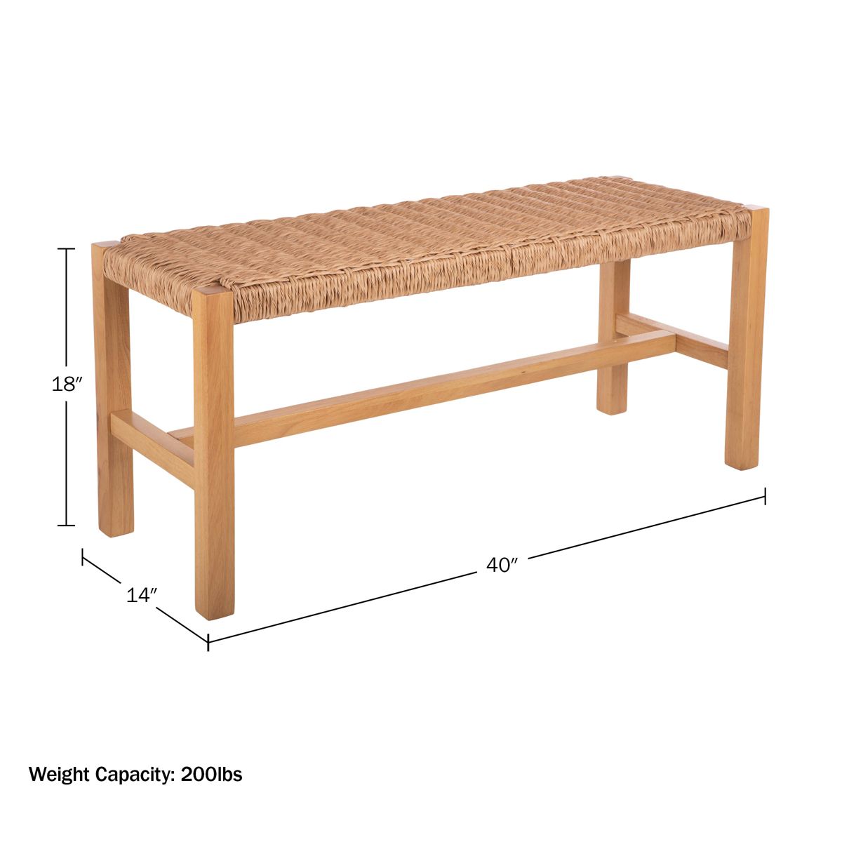 Alaterre Newport 40in Wood Bench with Rope Seat - thumbnail 6