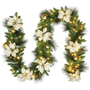 9ft Pre-Lit Christmas Wreath for Front Door, Extra Large Outdoor Artificial Wreath with Pine Cones for Indoor Porch & Party Decor - 1 of 4