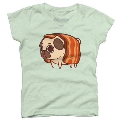 Girl's Design By Humans Puglie Bacon Strip By Puglie T-Shirt