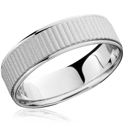 Pompeii3 Mens 14K White Gold Comfort Fit Brushed Wedding Band