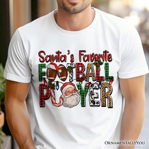 Santa’s Favorite Football Player Plaid Christmas T-Shirt, Sports Team Holiday Tee | OrnamentallyYou - 1 of 4