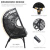 YOOCOZZ Outdoor Patio PE Rattan Egg-Shaped Chair with Curved Back and Semi-Enclosed Cushion - Black+Grey - 3 of 4