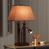 Possini Euro Design Deacon Modern Desk Table Lamp 26" High Bronze with USB and AC Power Outlet in Base LED Reading Light Oatmeal Shade for Office Desk - 3 of 4