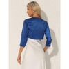 INSPIRE CHIC Women's Satin Elegant 3/4 Sleeve Solid Bolero Shrugs - 4 of 4