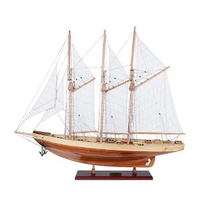 Atlantic Yacht Sailboat Model Schooner – 32.25in – Handcrafted Wooden Replica By Old Modern Handicrafts - 1 of 4