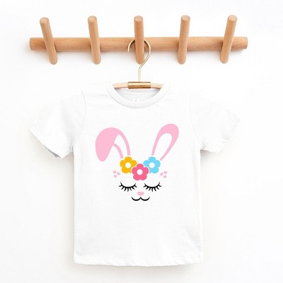 The Juniper Shop Bunny Face With Flowers Toddler Short Sleeve Tee